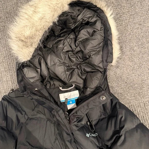 Columbia Black Quilted Hooded Jacket with Omni heat size large 12/14 - Picture 2 of 3